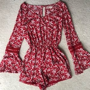 Red floral Hollister romper
